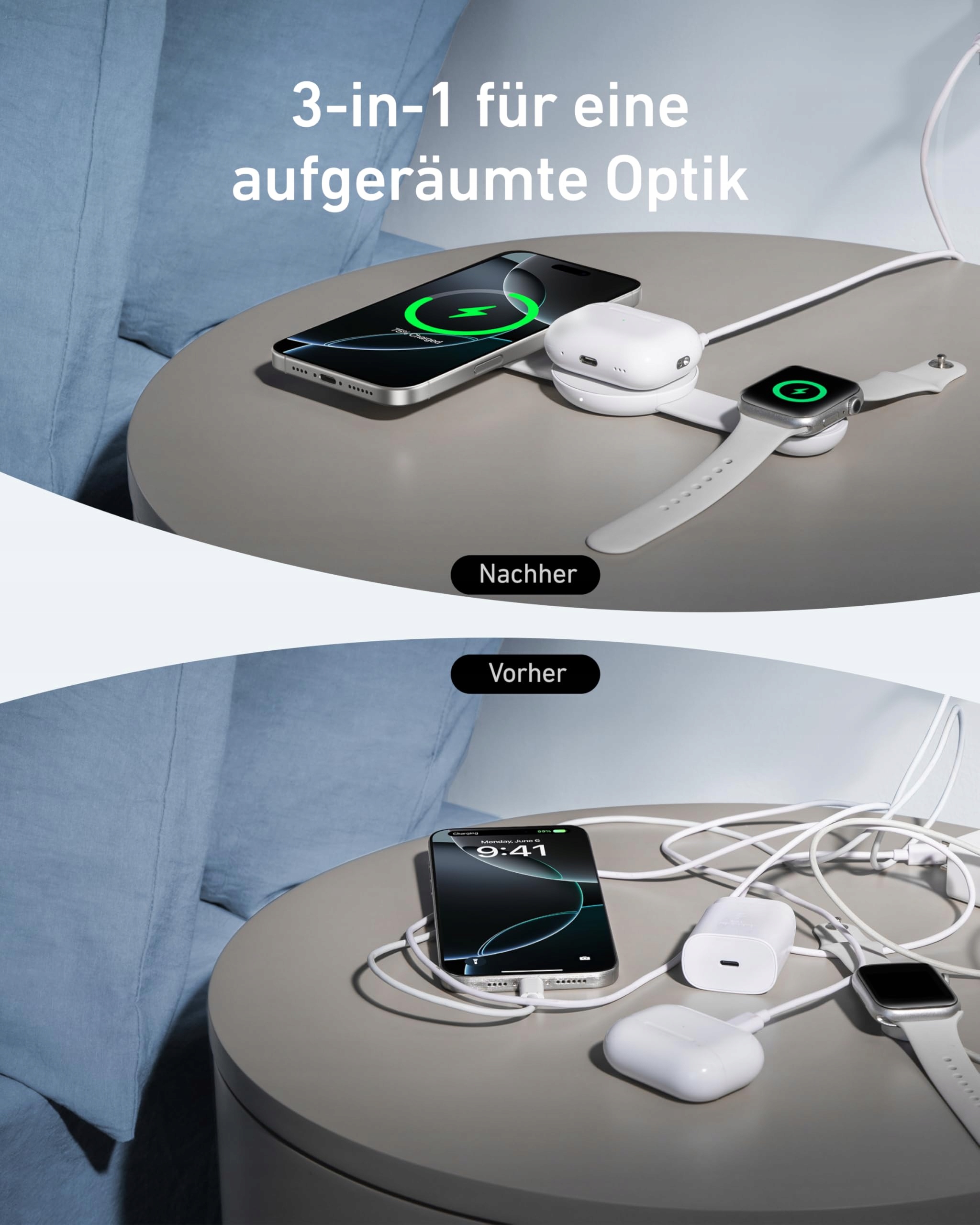 ANKER MagGo 3w1 Bezprzewodowa Stacja Ładowania iPhone AirPods Watch — miniatura 5