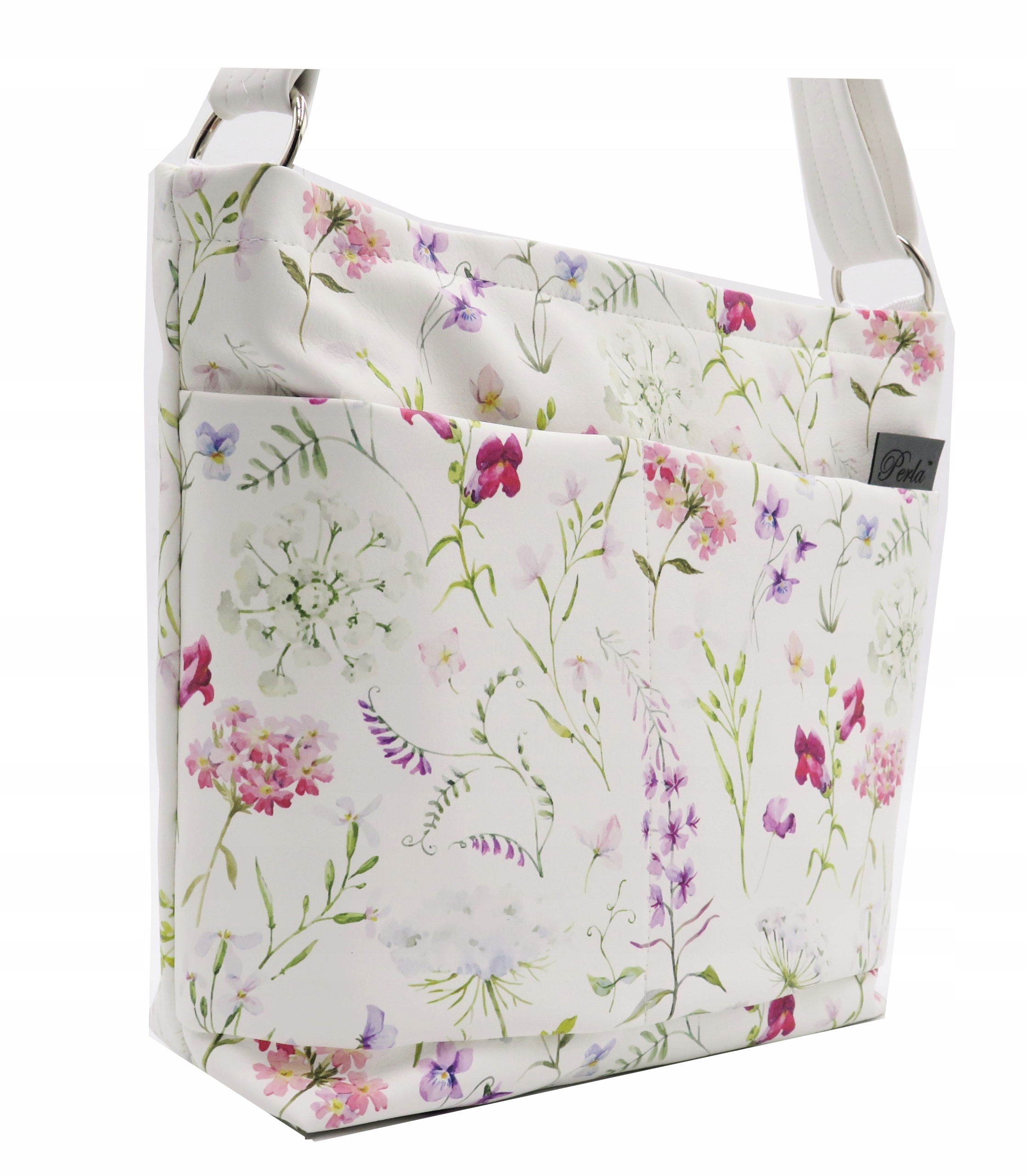 

Torebka damska biała mała w kwiaty Perla kwiatowy