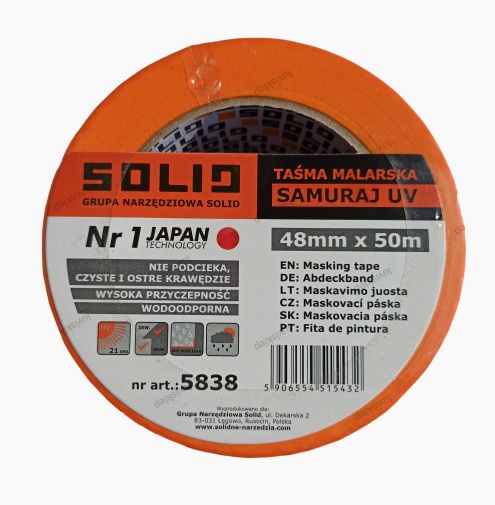 

Taśma malarska 48mm 50m Samuraj Uv ryżowa wew zew