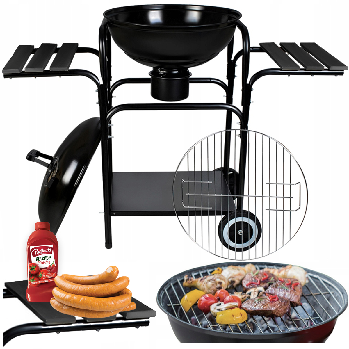 

Grill Ogrodowy Węglowy Zamykany Pokrywa Popielnik