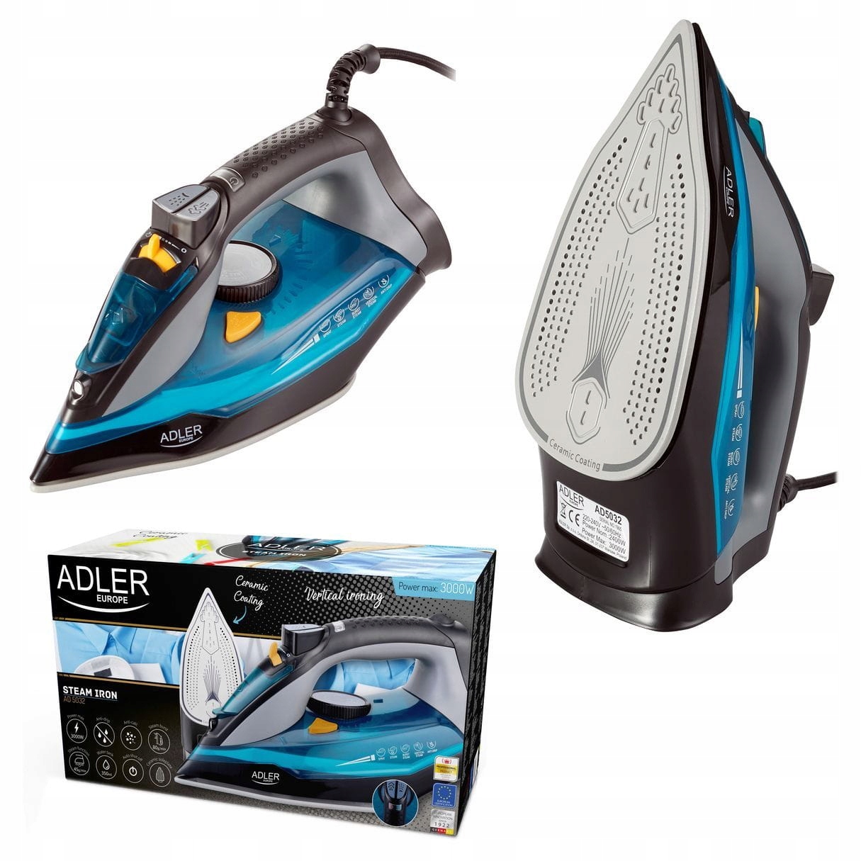 

Żelazko Parowe 3000W Strażak Anti-calc AD5032