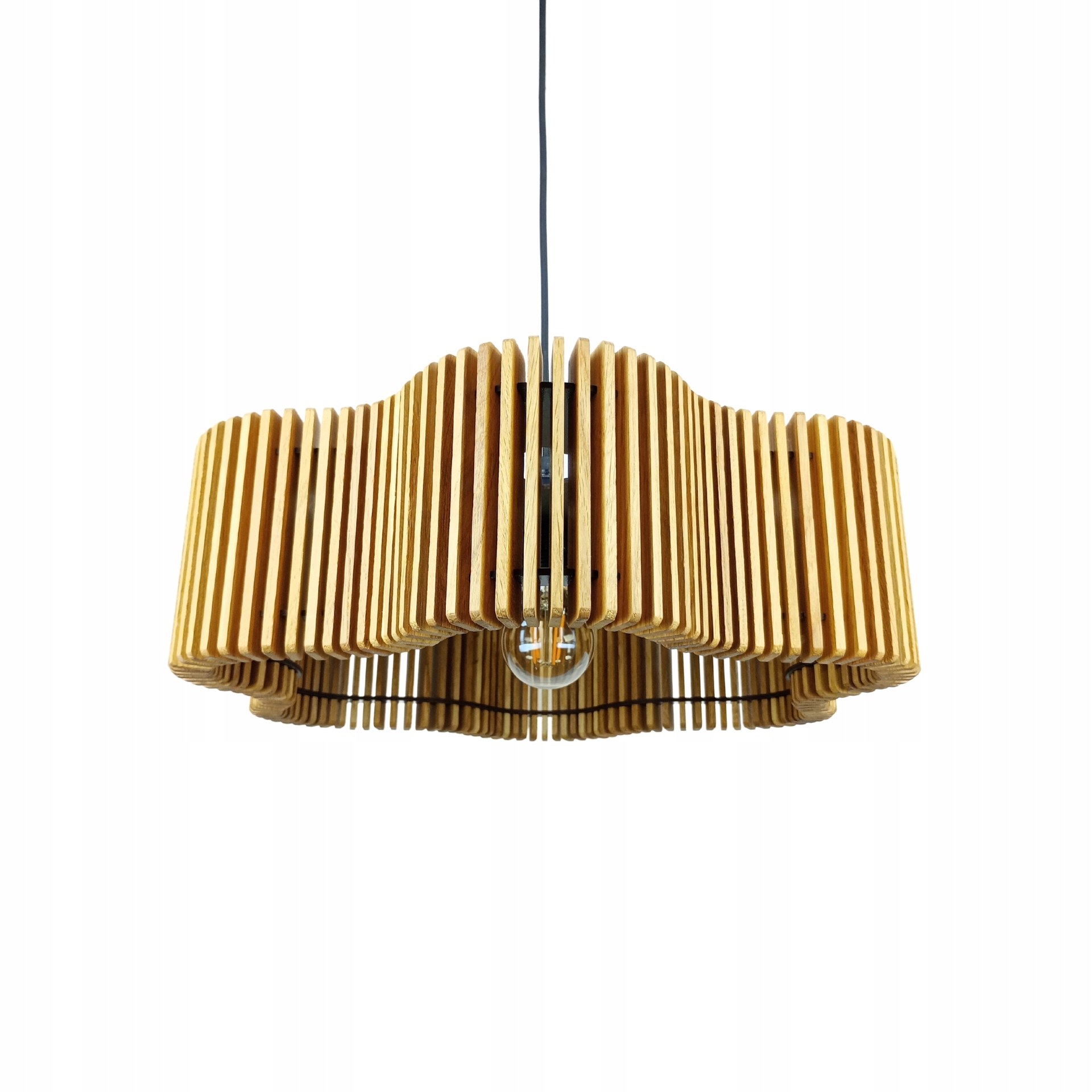 Moderná závesná dubová lamelová lampa LG1X38 loft prírodná Hviezda