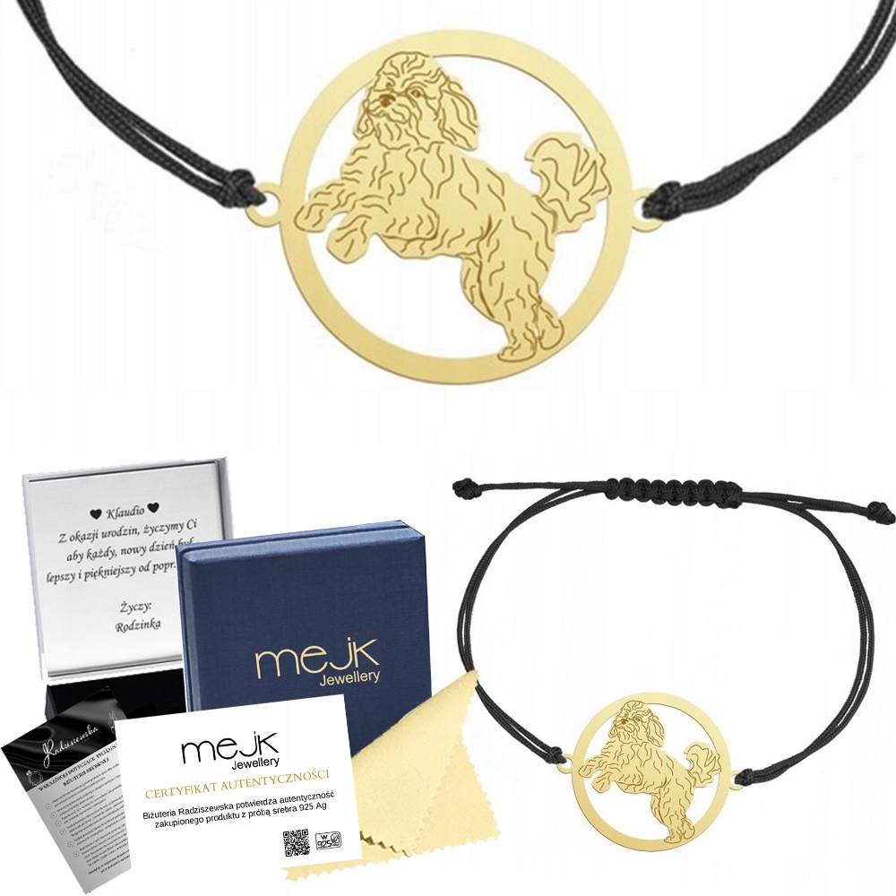 Zlatý náramek Cavapoo 925 provázek Dárek Šperky Gravírování Bonus