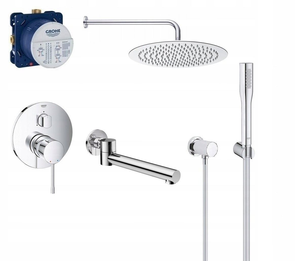 Zestaw wannowy z baterią Grohe Essence składana wylewka Deante 30 cm