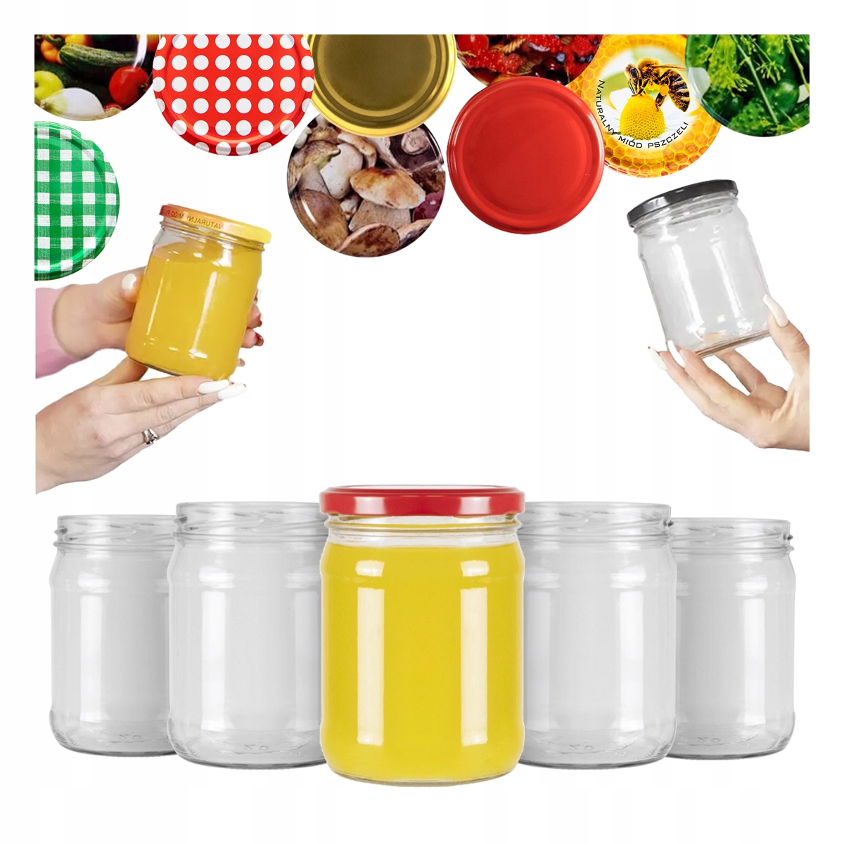 40 x Skleněná zavařovací sklenice Jednoduchá 450 ml na Džem Med Zavařeniny skleněné nádoby