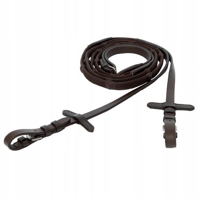 Wodze dla konia Equestrian Queen Ergo gumowe miękkie brązowe Full