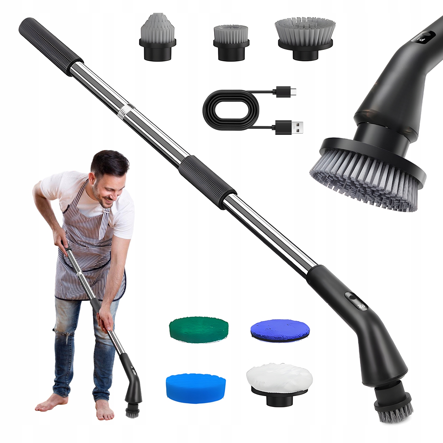 Levně Elektrický rotační kartáč pro čištění Bezdrátový Mop 7v1