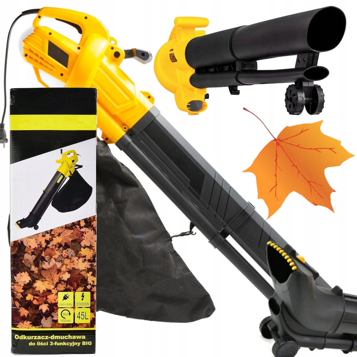 Elektrický Fúkač Lístia 3500W Záhradný 3V1 Vysávač Drvič 45L