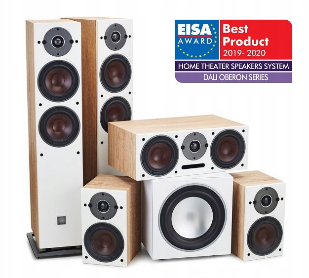 Дали Оберон яскравий дуб, кінотеатр 5.0 з DENON AVC-S660h тип дизайну передньої колонки двосторонній бас-рефлекс