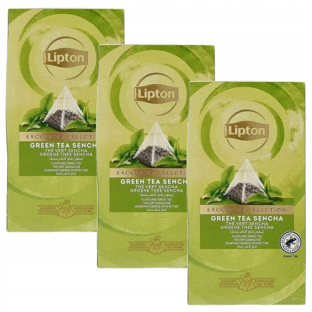 Levně Sada 3x Čaj Lipton Exclusive Selection Green Tea Sencha 25 Ks