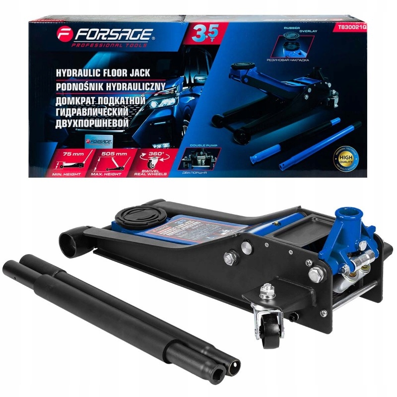 PODNOŚNIK NISKOPROFILOWY 75-505 mm LEWAREK ŻABA 3.5T