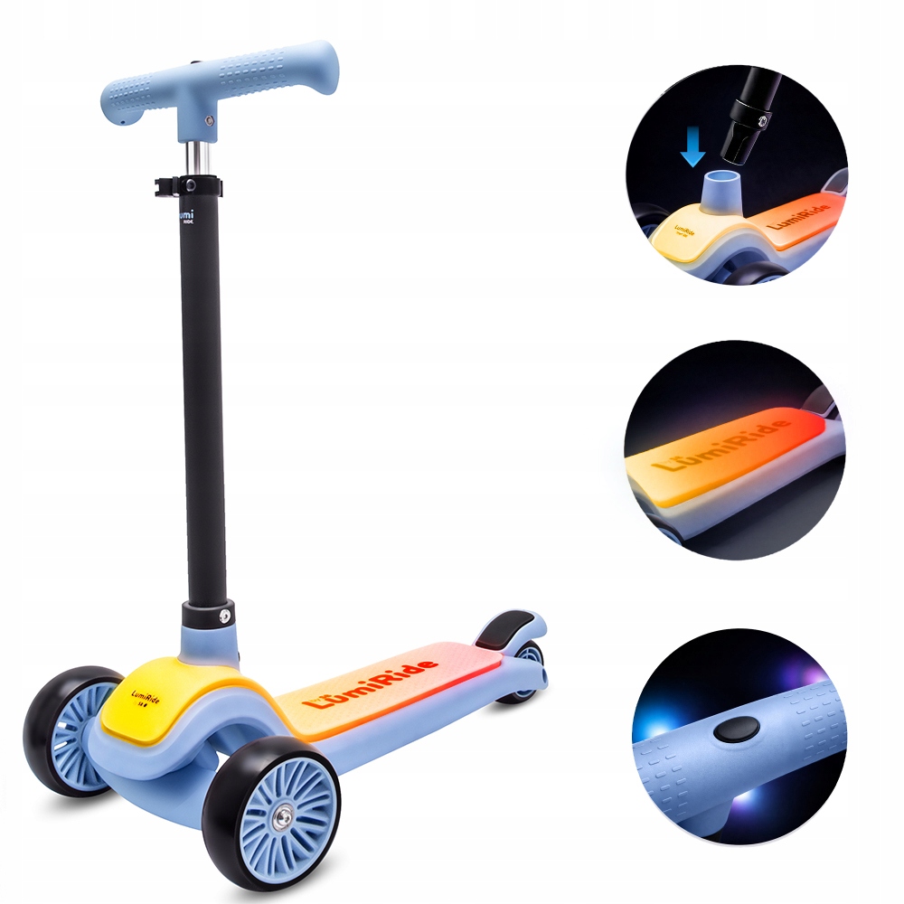 Hulajnoga składana balansowa trójkołowa regulowana dla dzieci Led