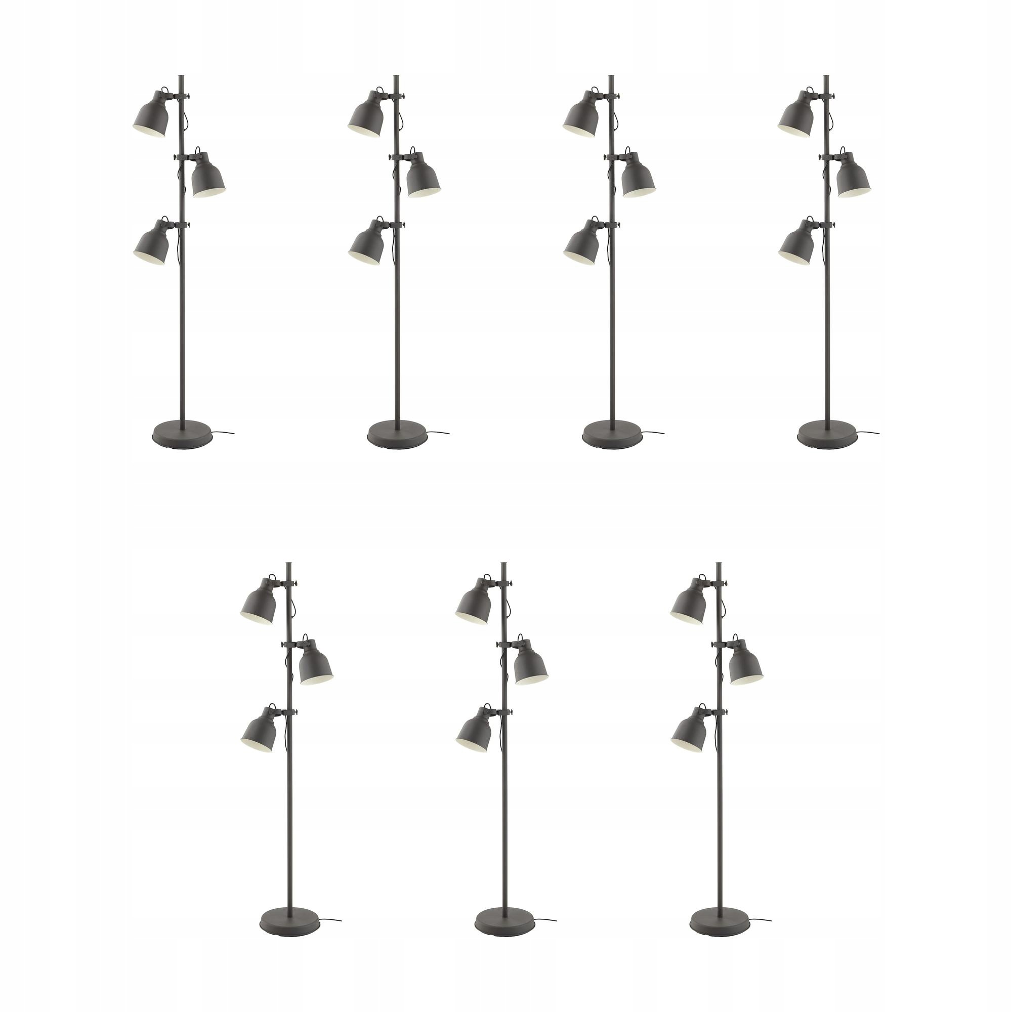 7 szt. Lampa podłogowa z 3 reflektorami ciemnoszara regulowana
