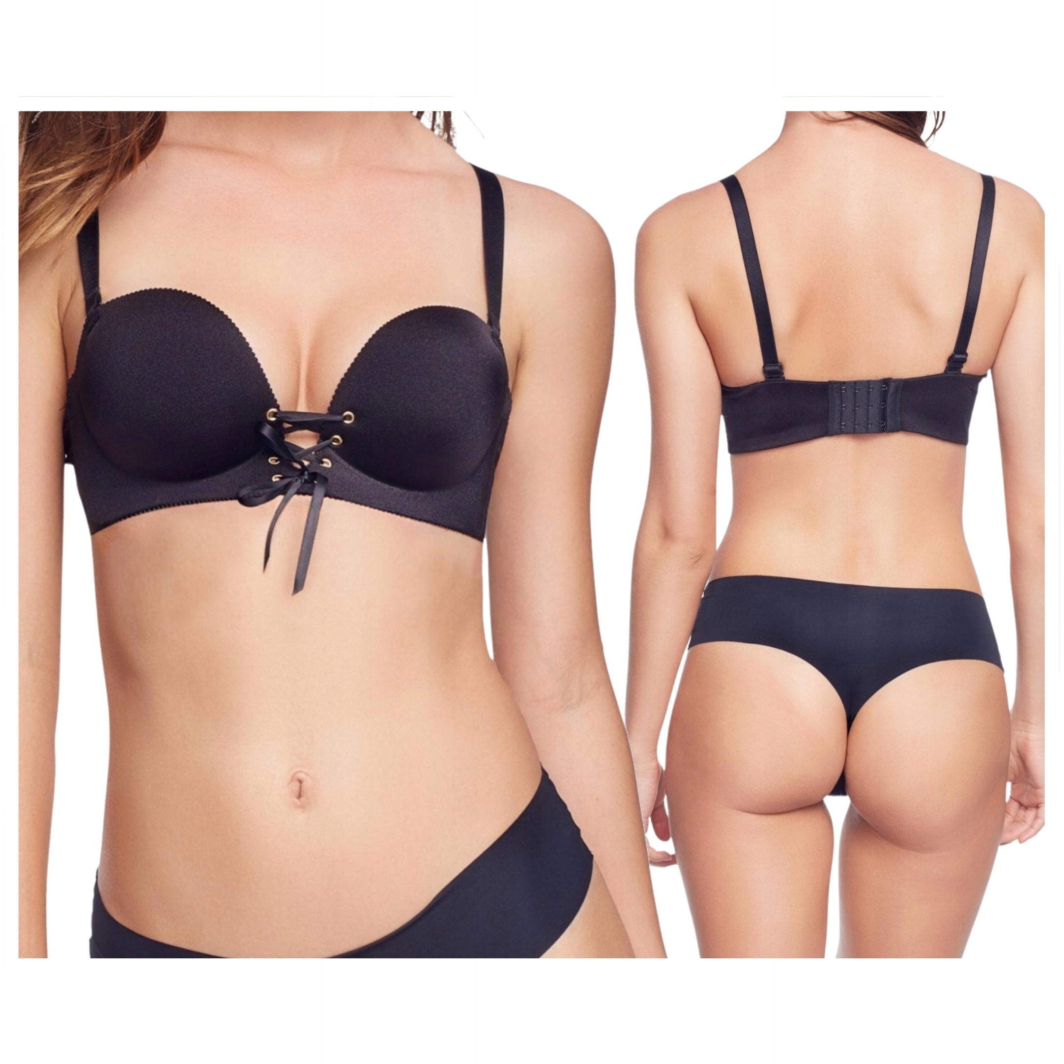 Podprsenka bardotka push-up bez kostic hladká Cindy 01 Marilyn 85B černá