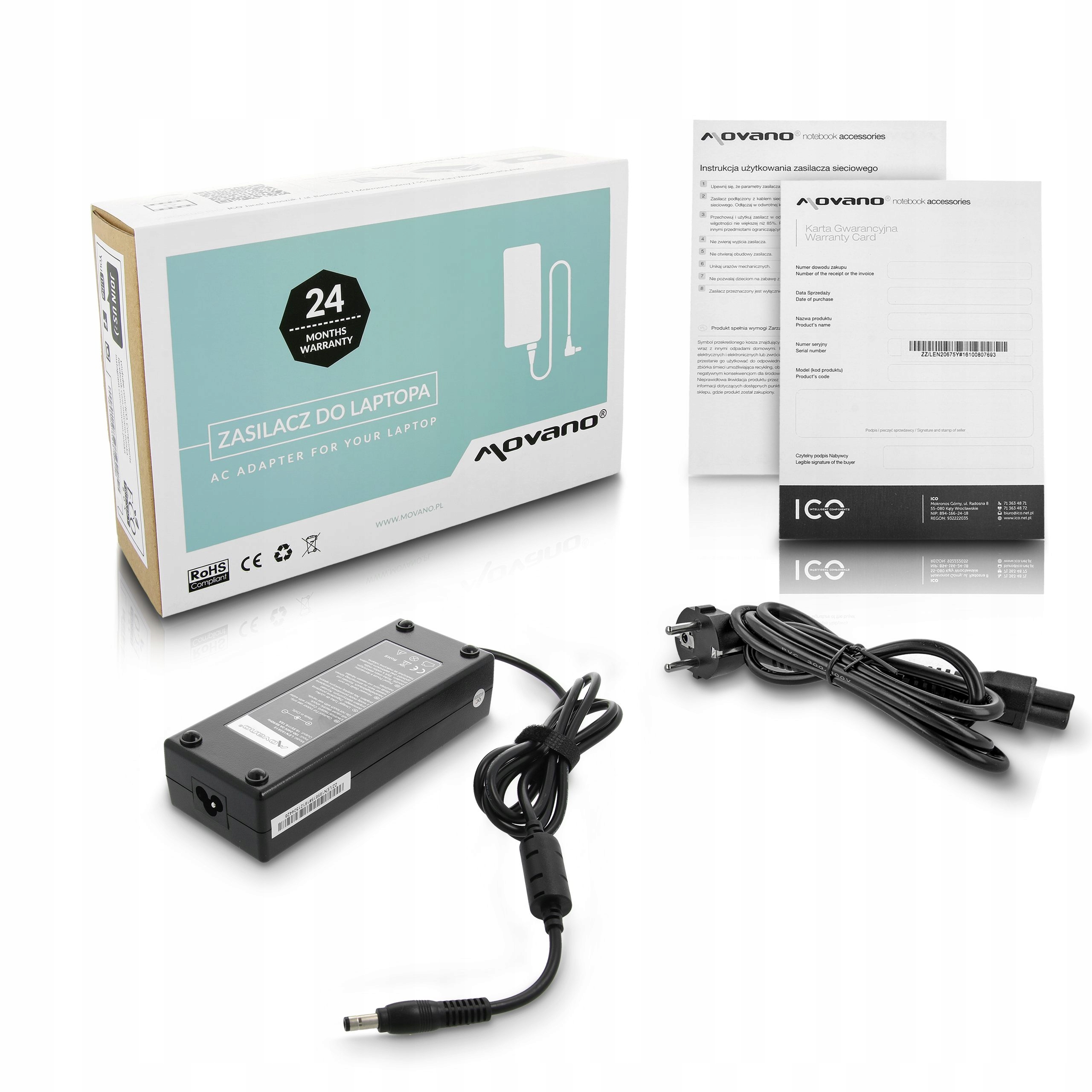 Napájecí adaptér Movano 19.5v 6.15a 5.5x2.5 120W pro Lenovo