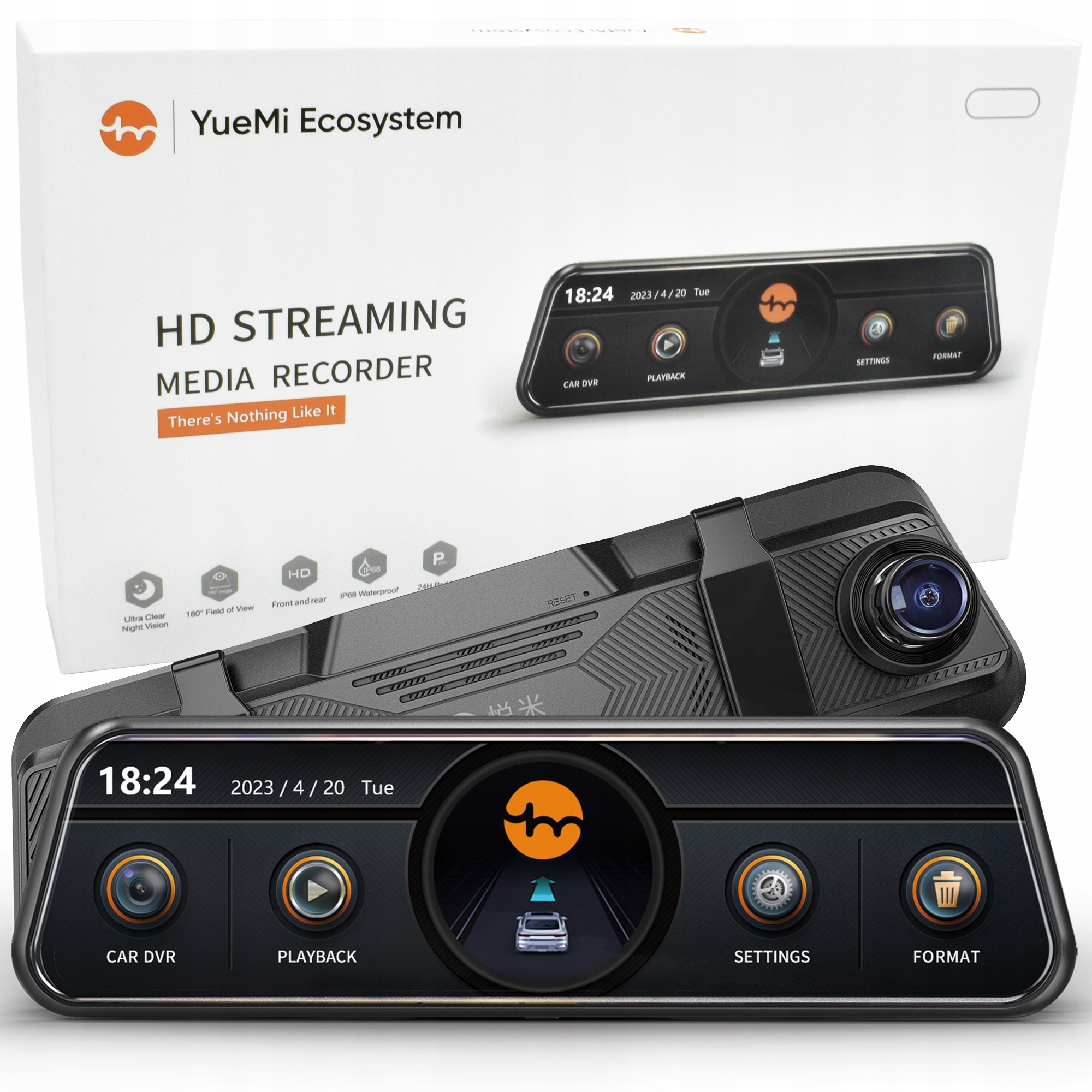 Videorekordér Automobilová Kamera Yuemi Y4 V Zrcátku S Couvací Kamerou