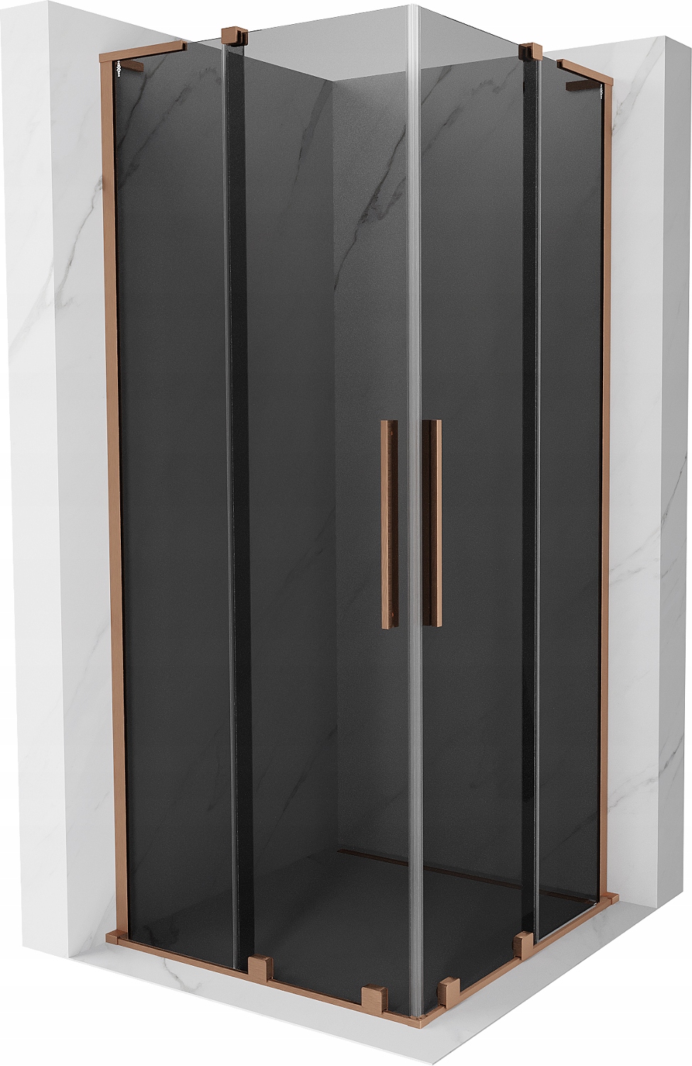 Sprchový kout Mexen Velar L Duo 80x80 Grafit/Kartáčovaná měď