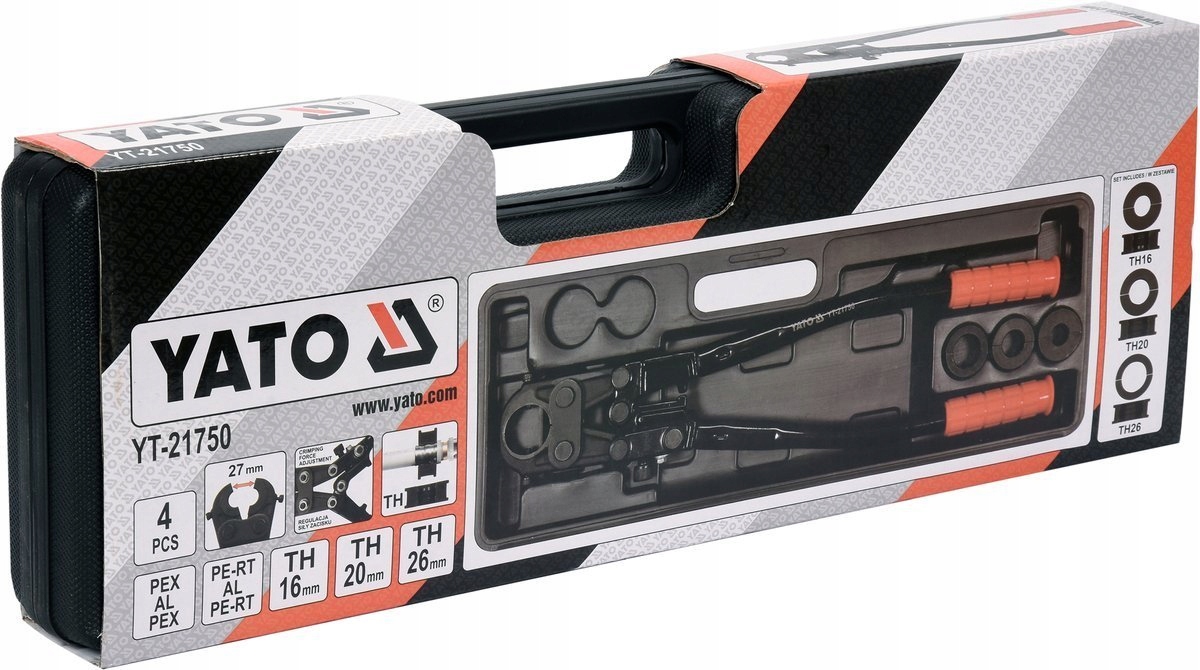 PRASKA ZACISKARKA DO RUR PEX AL PERT 3 MATRYCE TH YATO 16-26 mm YT-21750 Marka Yato