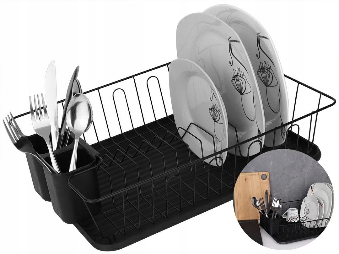 SUSZARKA DO NACZYŃ OCIEKACZ Z TACKĄ NA TALERZE DUŻA METALOWA STOJĄCA MEGA EAN (GTIN) 5905567746451