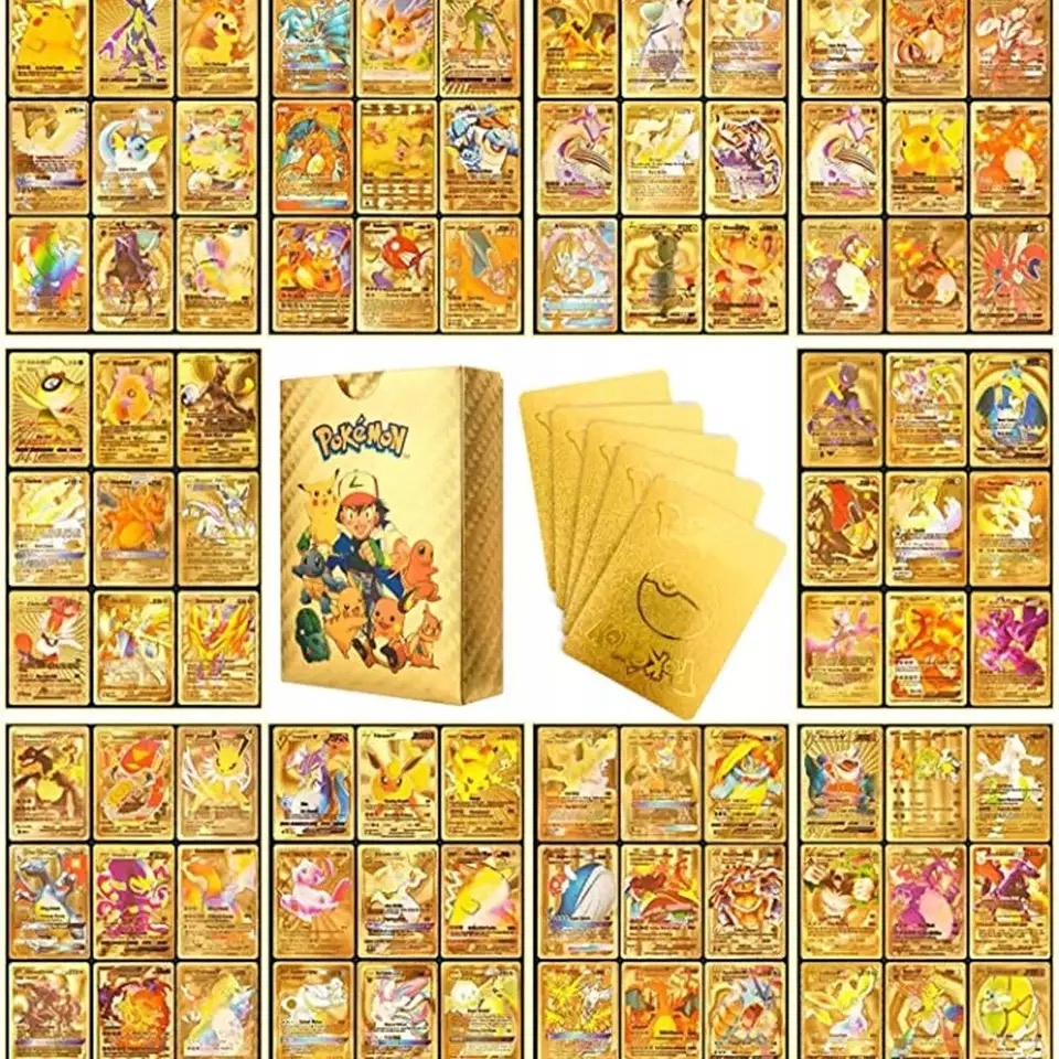 

Złote Karty Pokemon Zestaw 55 Szt Kolekcjonerskie