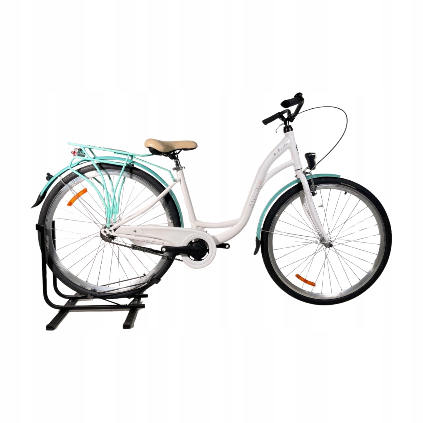 Rower 28 Storm Barcelona D 17" torpedo biały-turkus