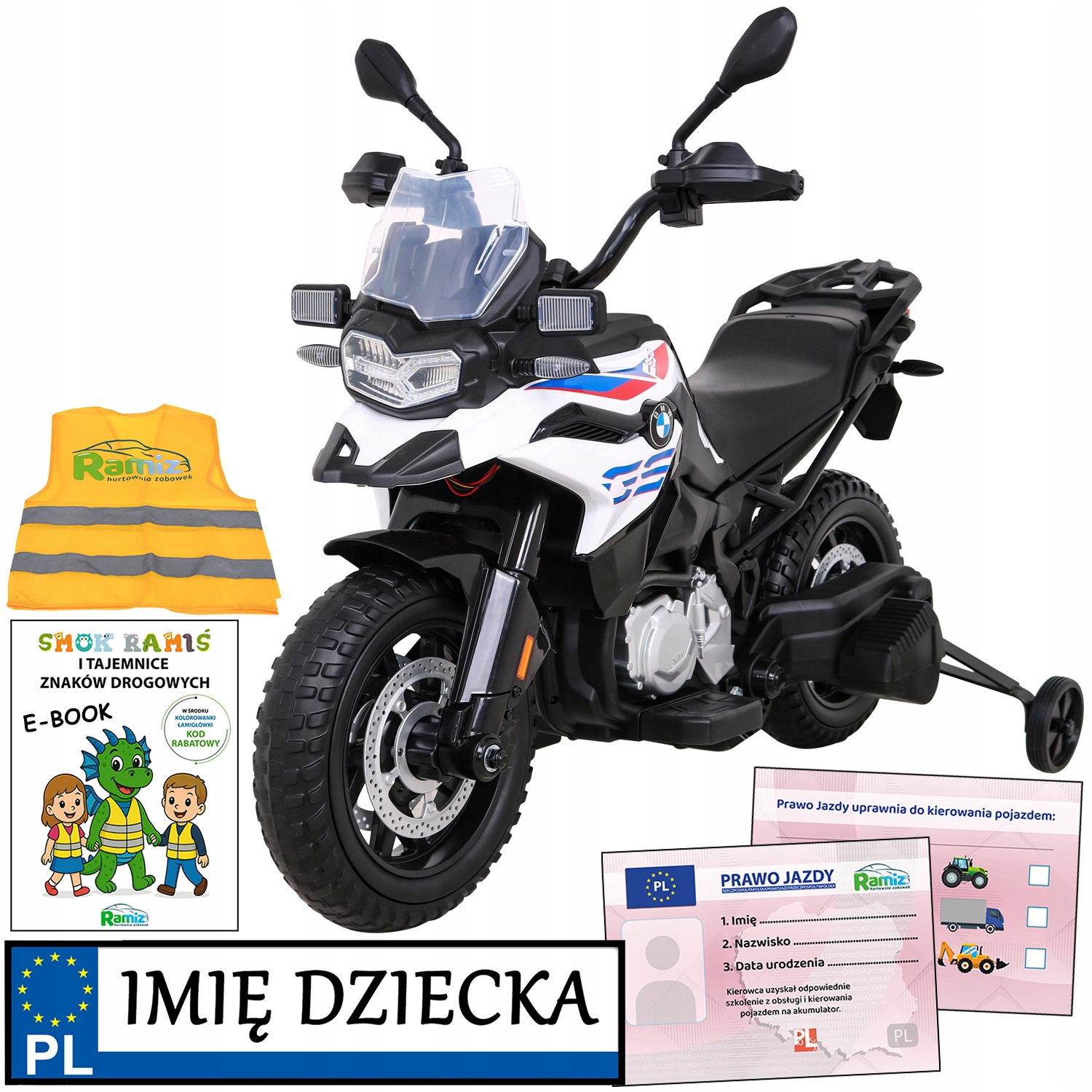 duży motorek elektryczny dla dzieci Motor na akumulator Bmw F850 pianka