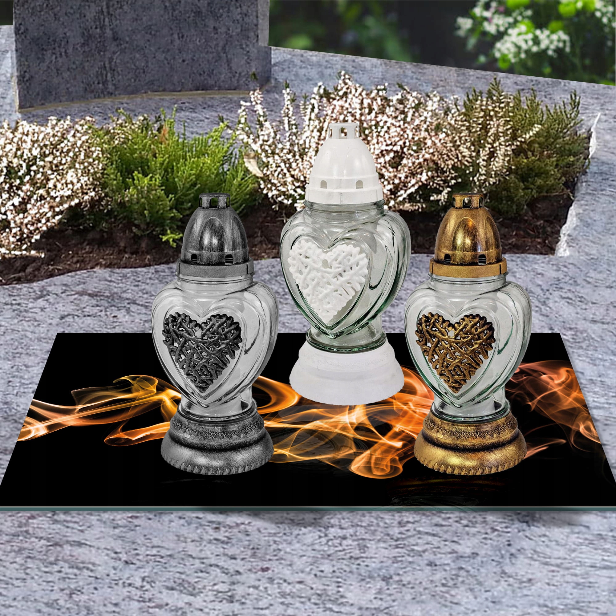 SZKLANA PODSTAWKA POD ZNICZE 60x30cm Miedź dym 68d Materiał szkło hartowane