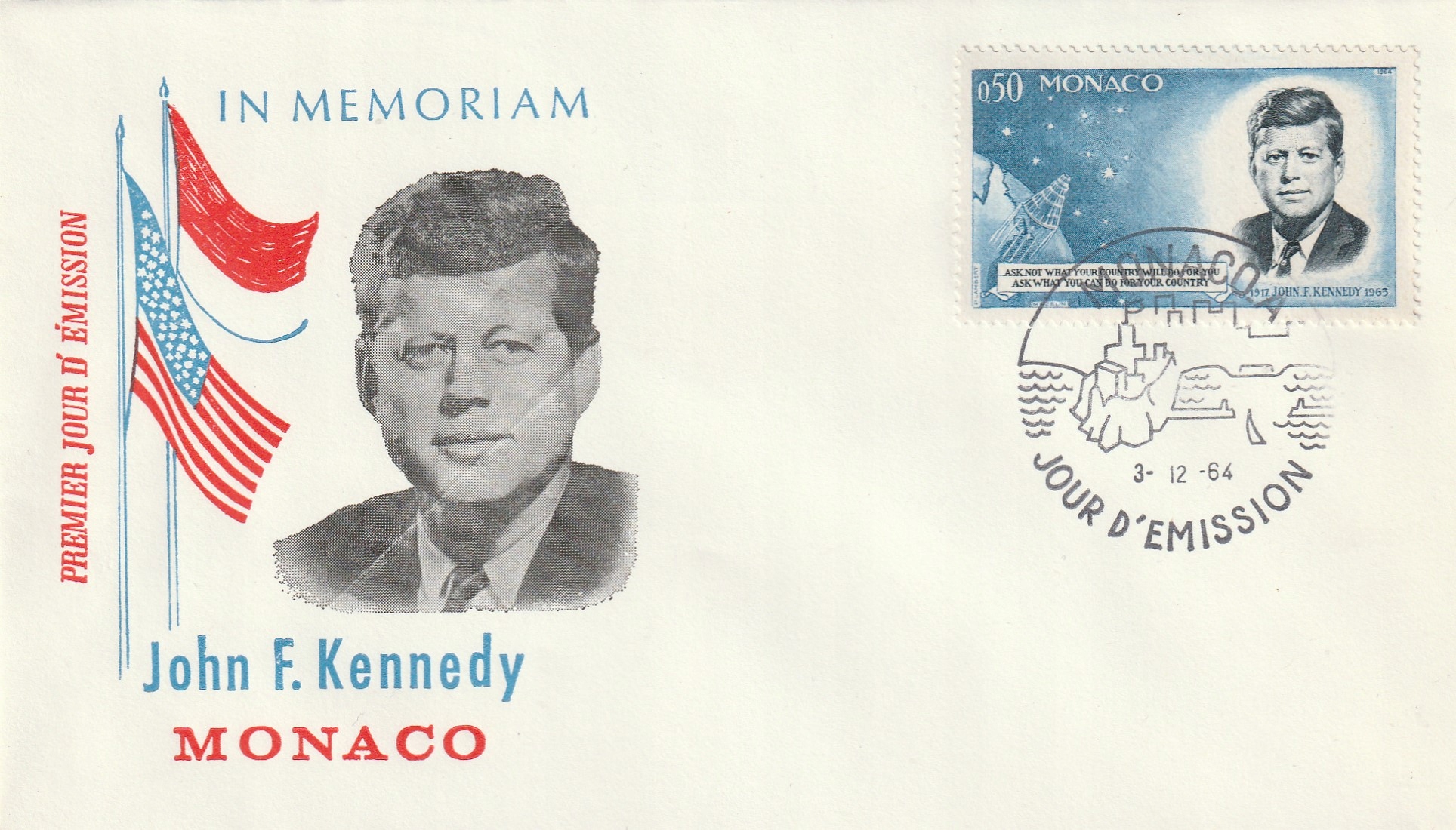 A 483. Monako - FDC 1964.rok Kennedy