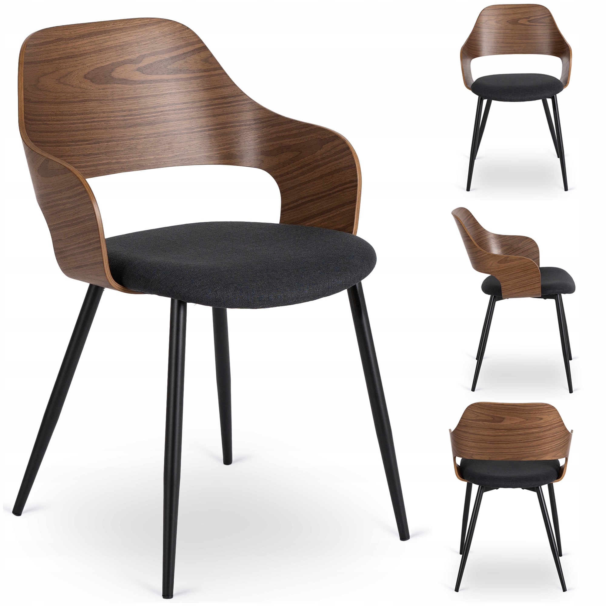 Dřevěná čalouněná židle Loftová ohýbaná do obývacího pokoje Jídelna Ořech Orbi