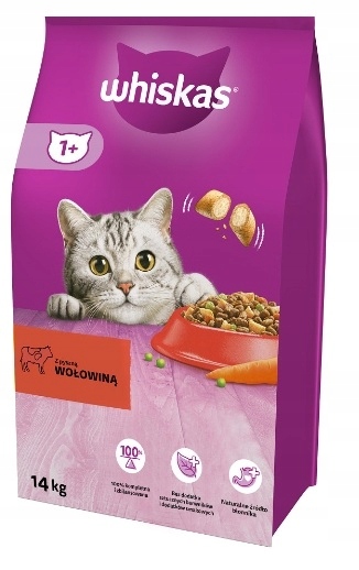 WHISKAS ADULT WOŁOWINA I MARCHEWKA 14KG