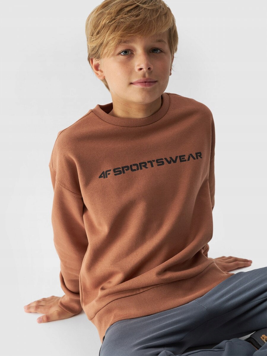 Chłopięca bluza dresowa nierozpinana bez kaptura 4F 4FJWAW24TSWSM1224 - p