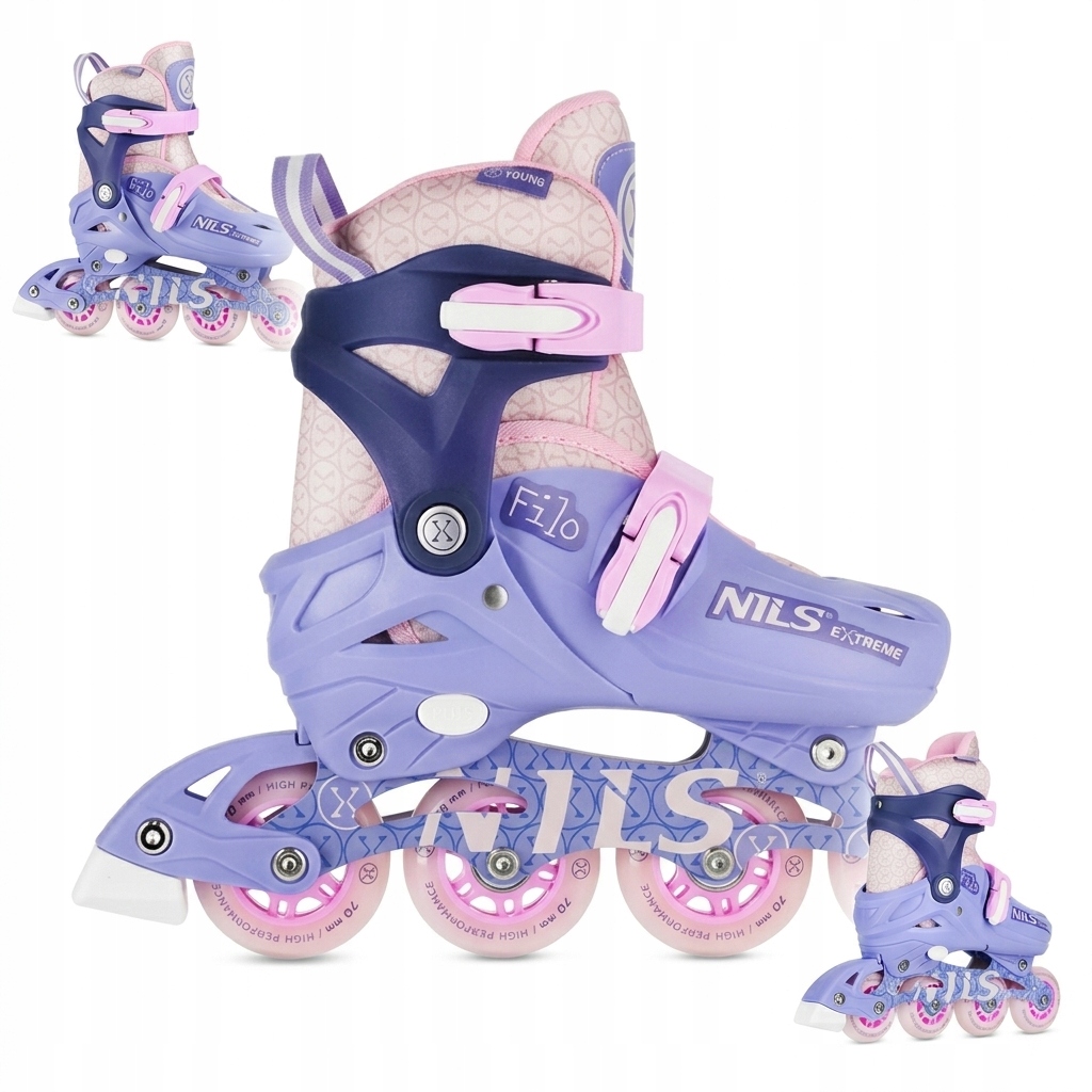 Rolki Dziecięce Nils Extreme Filo Regulowane Fioletowe M 34-37