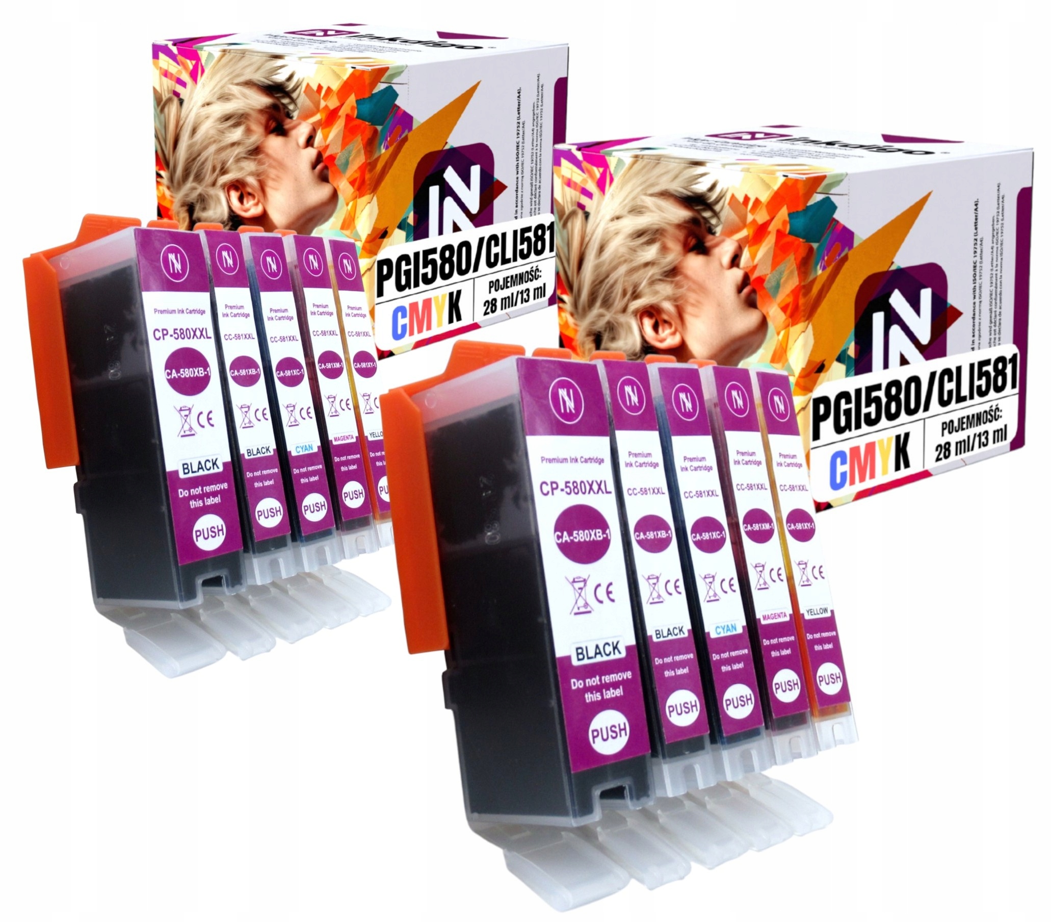 10x Tusz 580 do Canon Pixma TS8250 TS8251 TS8252