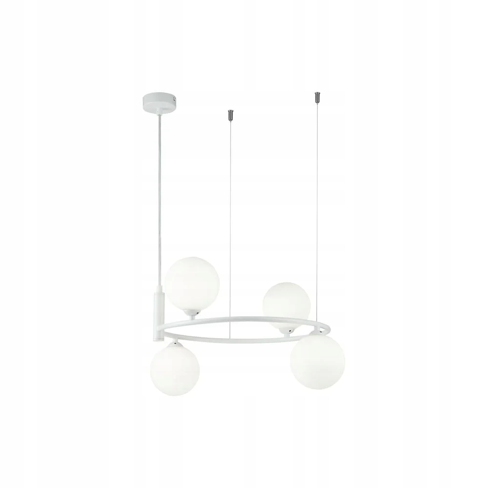 Moderná závesná lampa biela 4 biele gule do obývacej izby a jedálne Maytoni