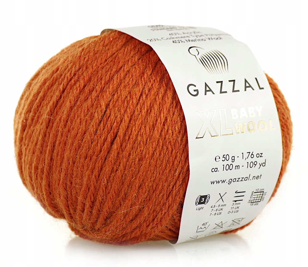 Włóczka Gazzal Baby Wool XL Nr 841 Ruda