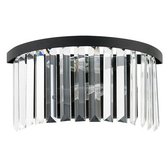 Nástenná lampa do izby domu Nástenná lampa Cristal čierna Sklenené kryštály 2xE14