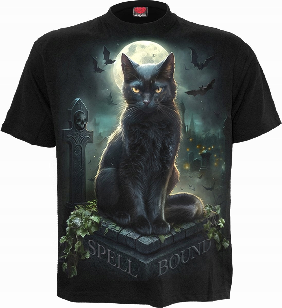 Černé tričko s kočkou Spell Bound Spiral M