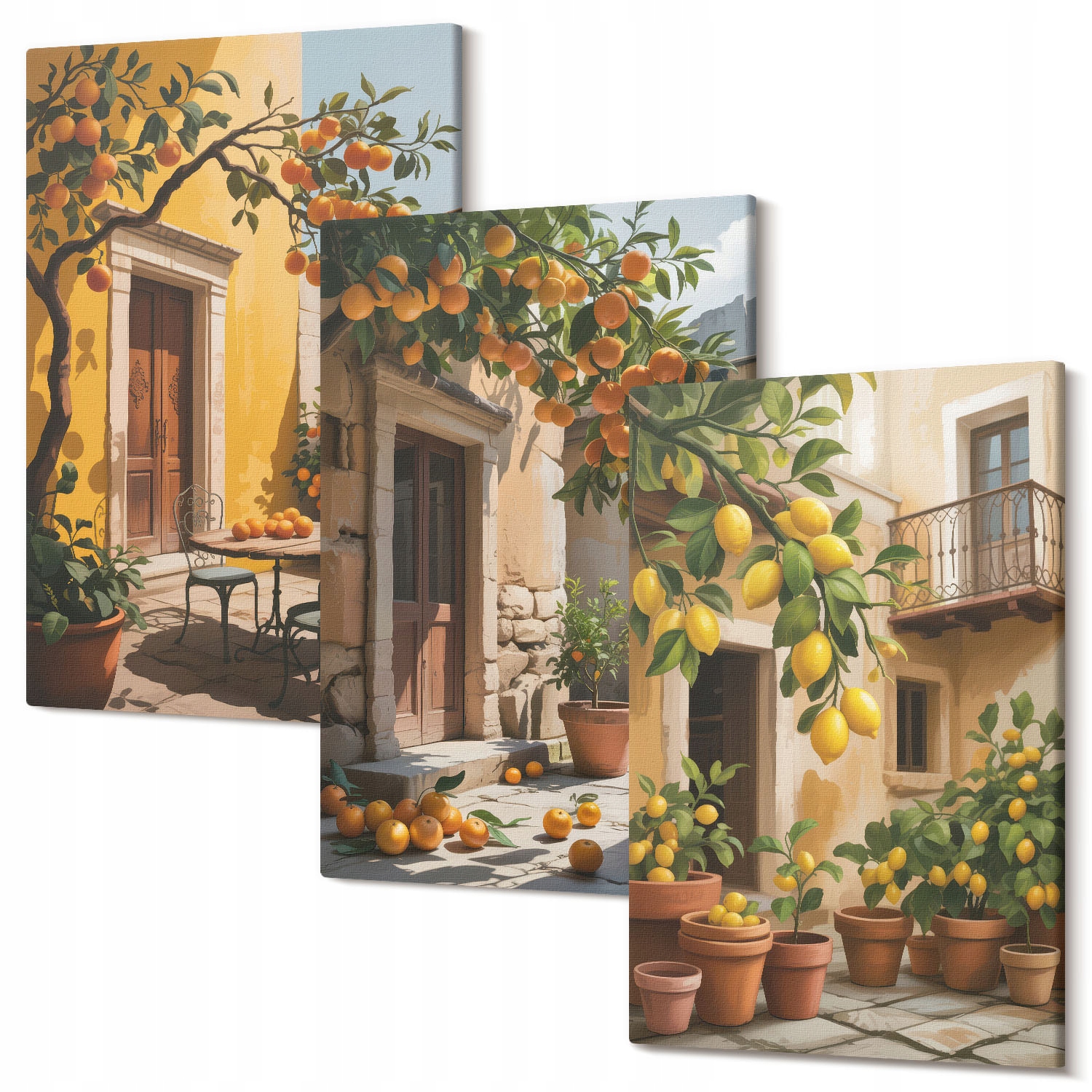 Sada obrazů na zeď Set Citrusové ovoce nádvoří rostliny 60x40 cm