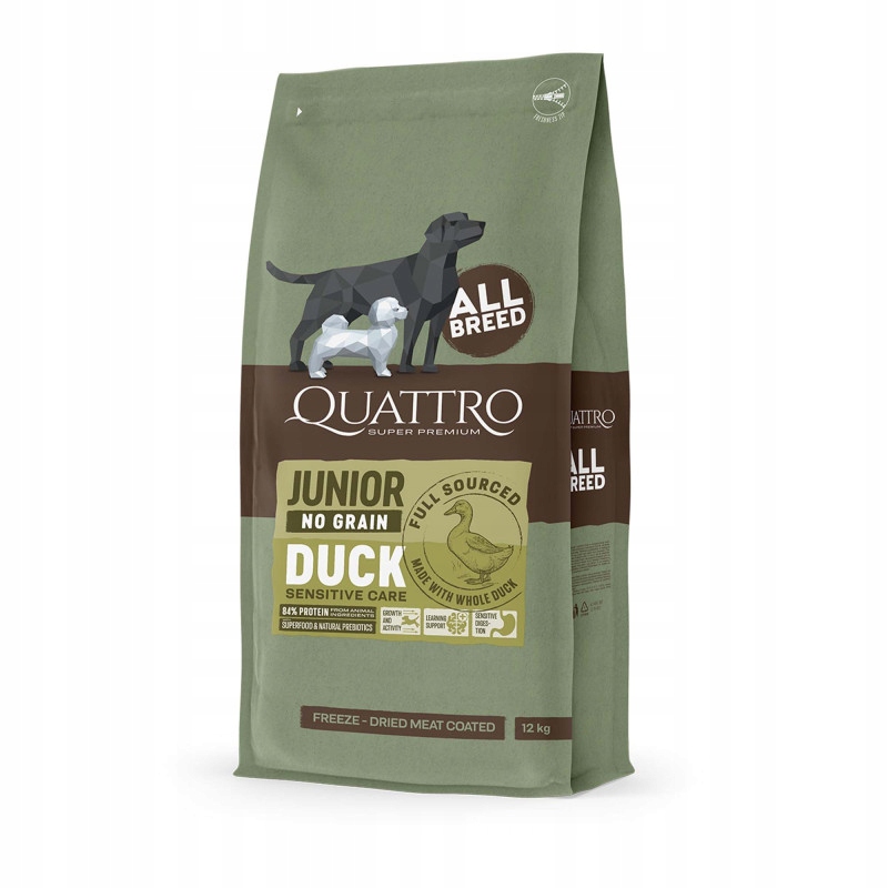 Levně Quattro Kachna Krmivo pro mladé psy 12 kg Všechna plemena