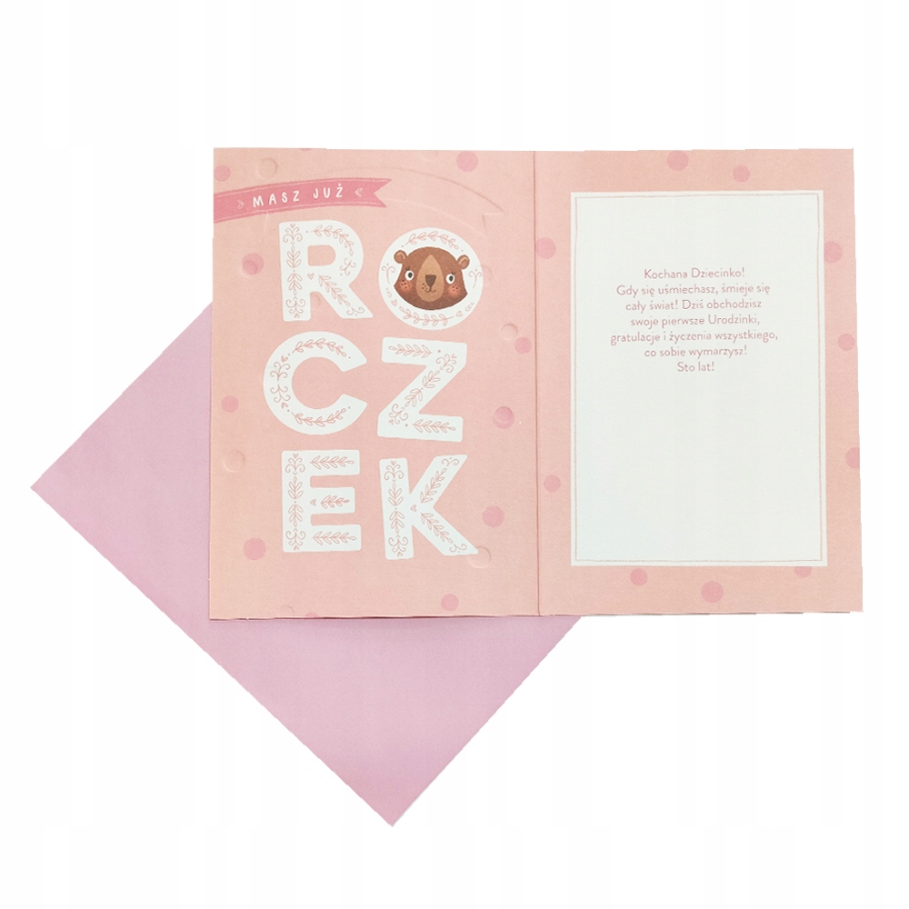 KARTKA ROCZEK MASZ ROCZEK MIŚ RÓŻOWA 19x13cm Kod producenta HM200-2140