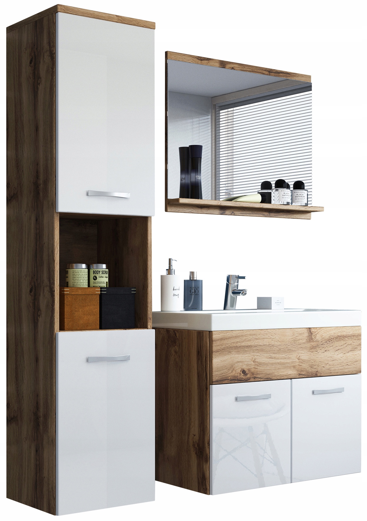 MEBLE ŁAZIENKOWE zestaw szafek MONTREAL z umywalką