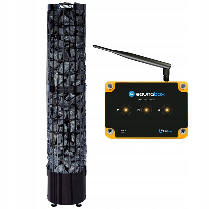 Saunová pec Harvia Cilindro PC66E 6,6 kW Black Steel BleBox SaunaBox Pro