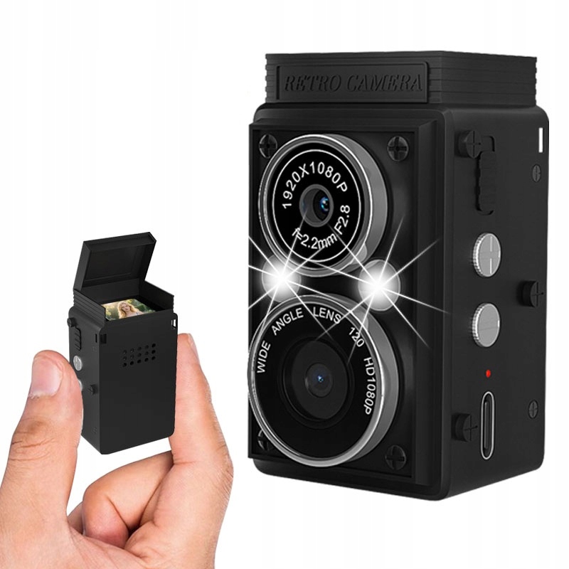 Mini Hd kamera Retro Vlog Pov Digitální fotoaparát Tlr Nahrávání Fotografie Design