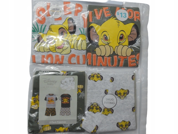 PRIMARK 2 PAK Piżamka Piżamki KRÓL LEW 0-3 / 62