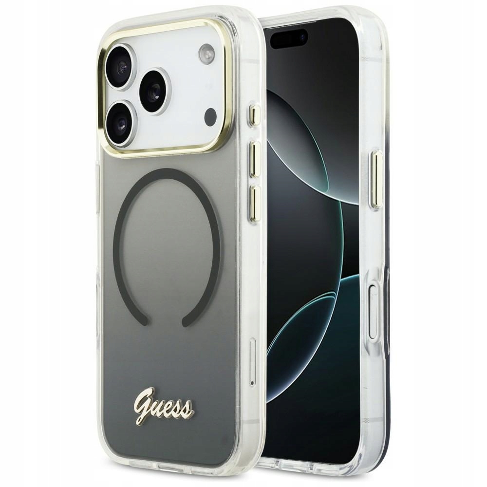 Pouzdro Guess IML Gradient Script Metal MagSafe pro iPhone 17 Pro Max