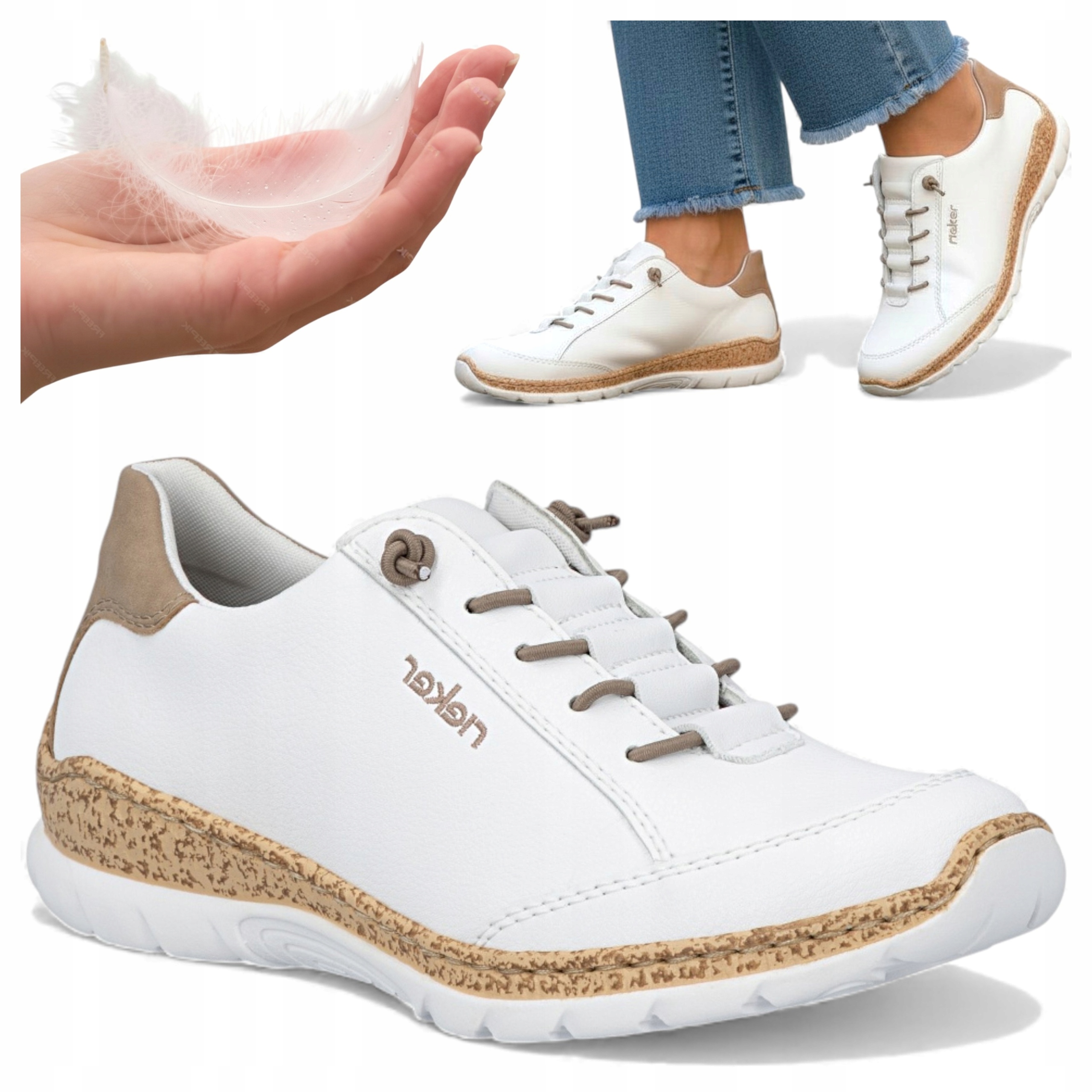 39 Rieker Dámské polobotky s plochým gumovým vázáním letní boty stylové, módní