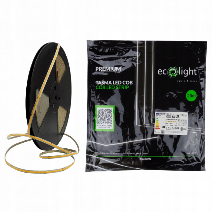 Led pásik Cob 9W/m 945lm/m 480LED/m 12V Teplý IP67 Hermetický 20 m