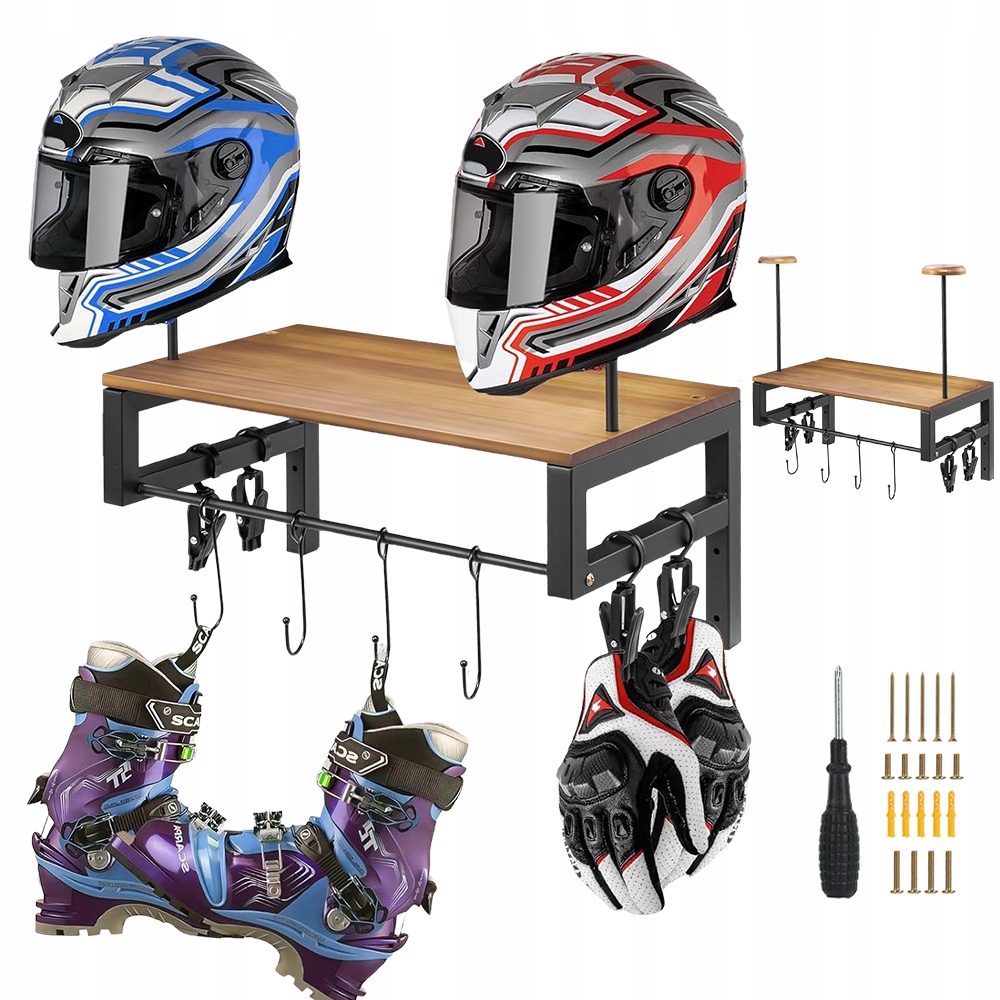 Uchwyt Ścienny Na Kask Wieszak Na Ubrania Motocyklowe Z Klipsy I Haczyki
