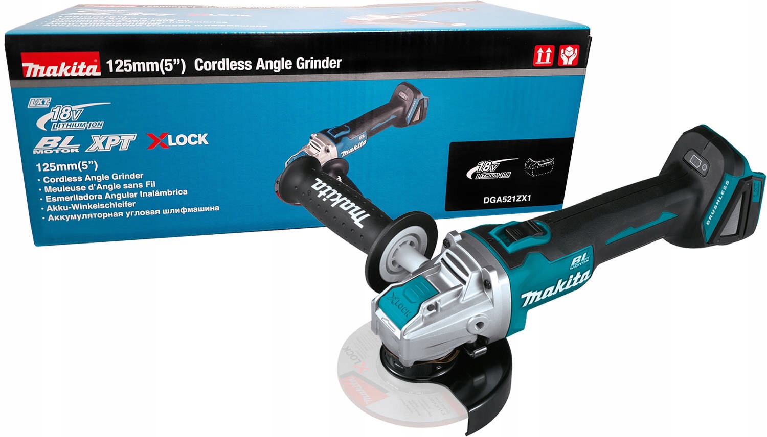Makita Akumulatorowa szlifierka kątowa 125 mm 18V X-lock DGA521ZX1