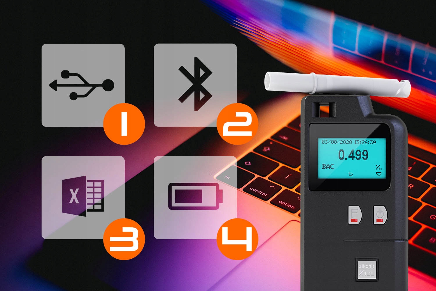Alkomat ALKOHIT X100 Policyjny Dowodowy Sensor EU Measurement error 5